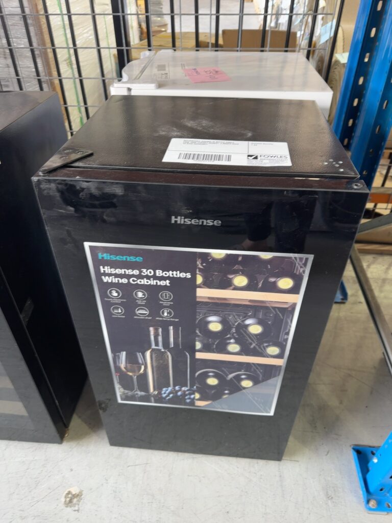 REFURBISHED HISENSE 30 BOTTLE SINGLE ZONE WINE CABINET HRWC31, 3 MONTH BACK TO BASE WARRANTY