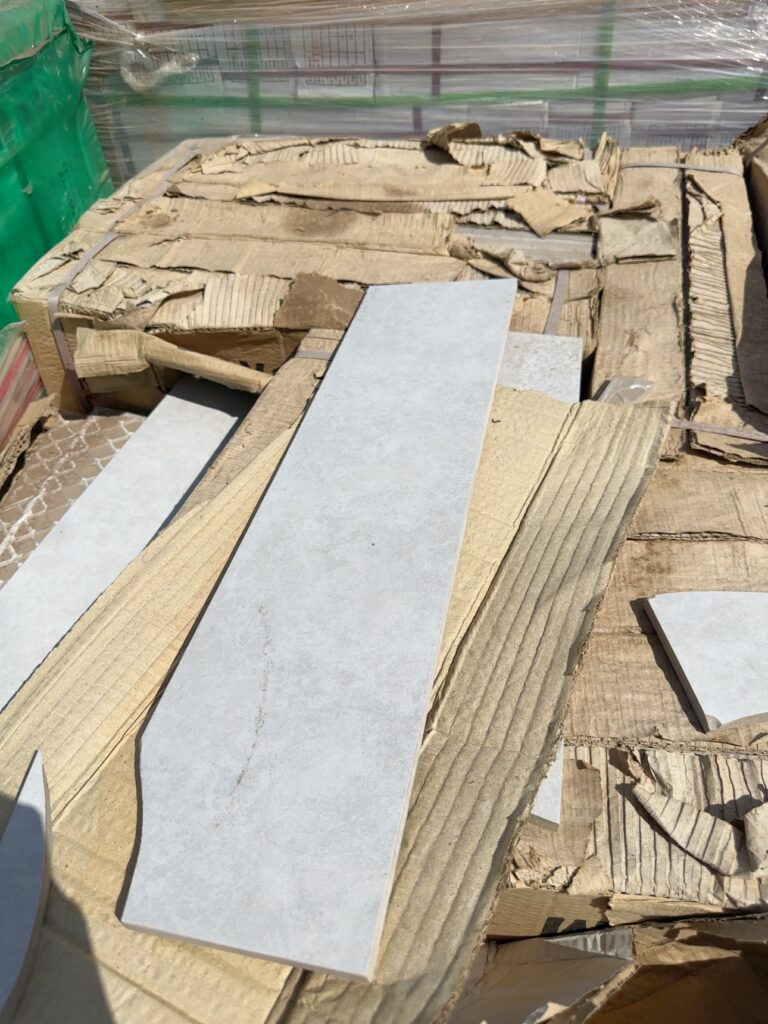 PALLET OF GREY PATTERN TILE 600MM X 150MM, #7