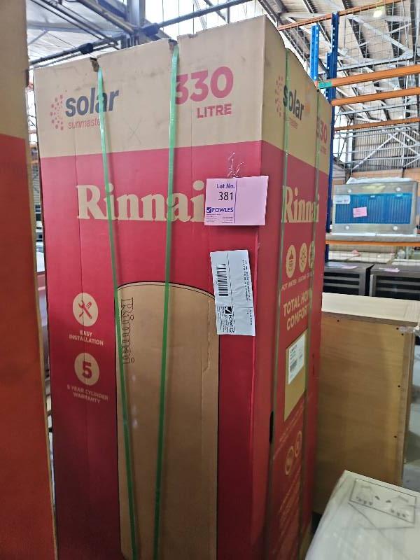 NEW RINNAI CCSG33001 GAS SUNMASTER 330L HOT WATER TANK, SOLD AS IS NO WARRANTY