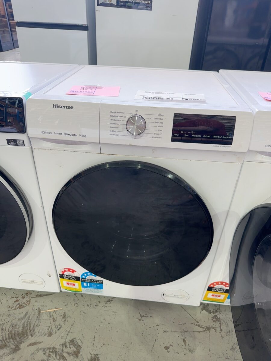 REFURBISHED HISENSE 9.5KG FRONT LOAD WASHING MACHINE, HWFY9514, 3 MONTH BACK TO BASE WARRANTY