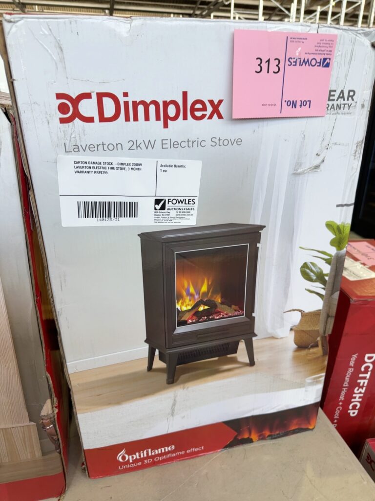 CARTON DAMAGE STOCK -DIMPLEX 2000W LAVERTON ELECTRIC FIRE STOVE, 3 MONTH WARRANTY RRP$799