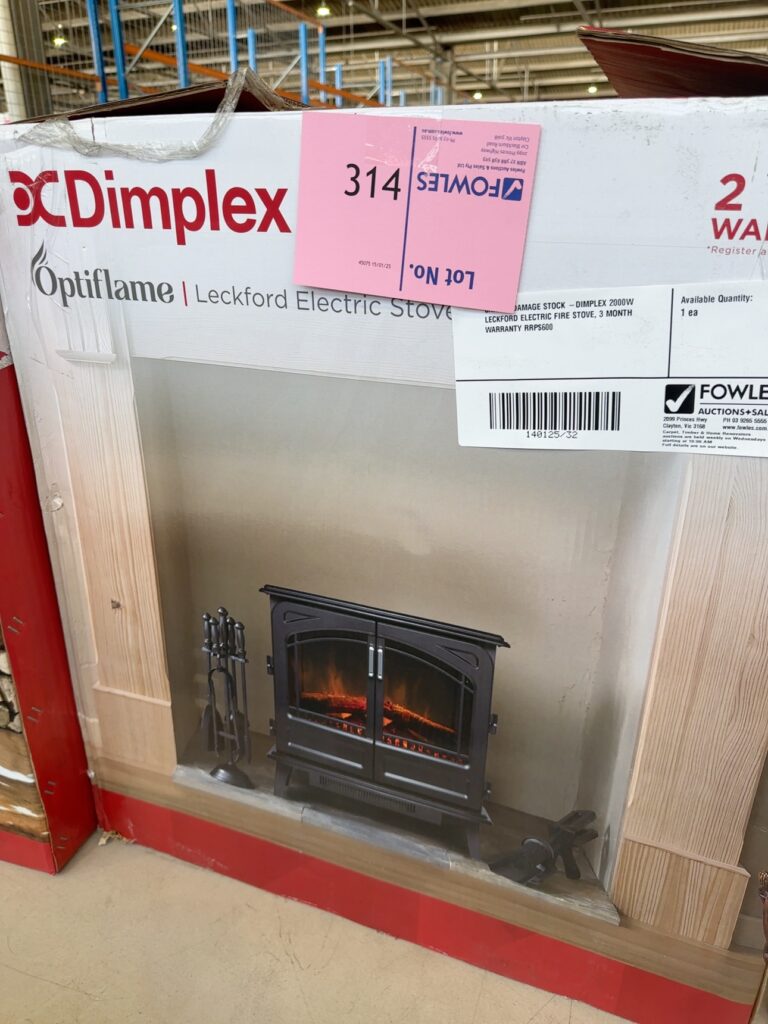 CARTON DAMAGE STOCK -DIMPLEX 2000W LECKFORD ELECTRIC FIRE STOVE, 3 MONTH WARRANTY RRP$600