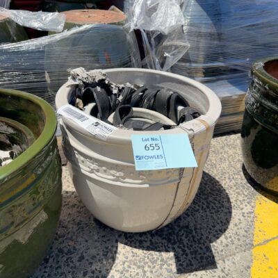 NEW WHITE STUDDED SET OF 4 PLANT POTS