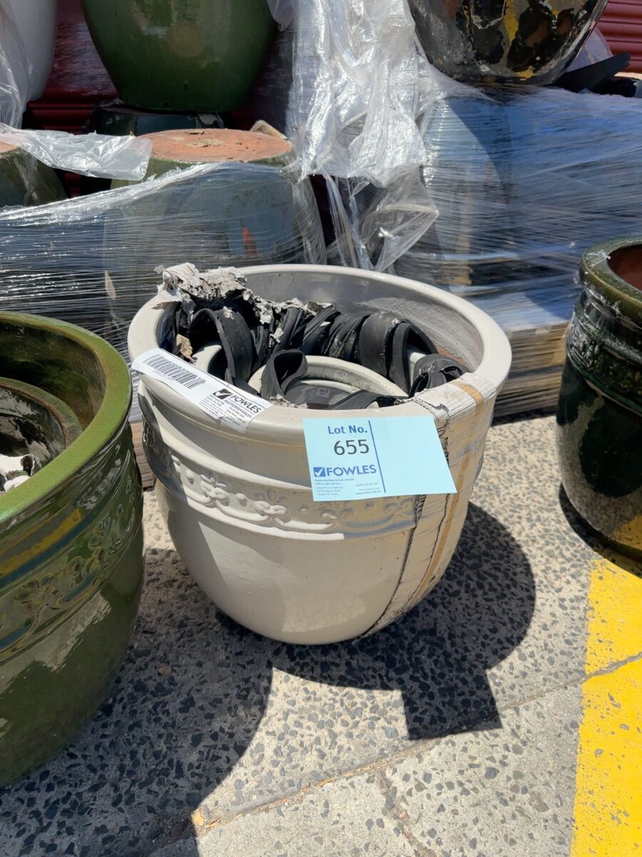 NEW WHITE STUDDED SET OF 4 PLANT POTS