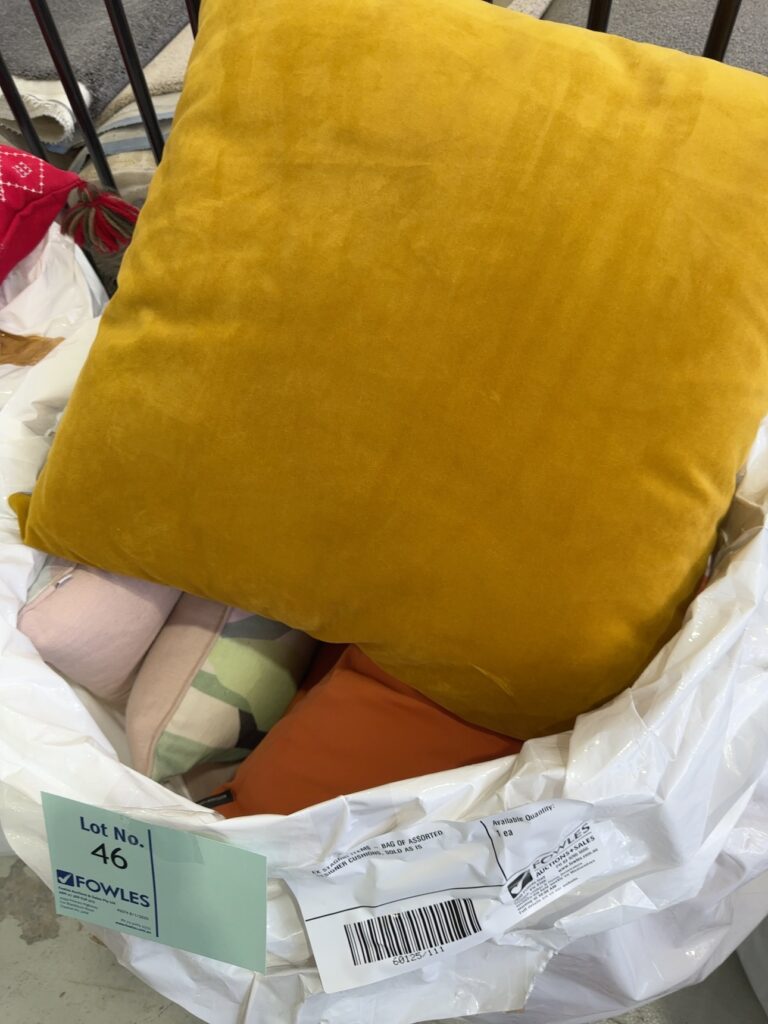 EX STAGING ITEMS - BAG OF ASSORTED DESIGNER CUSHIONS, SOLD AS IS