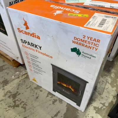 SCANDIA SPARKY FREESTANDING ELECTRIC FIRE, SG010100032, DAMAGED BOX STOCK, NO REMOTES, SOLD AS IS