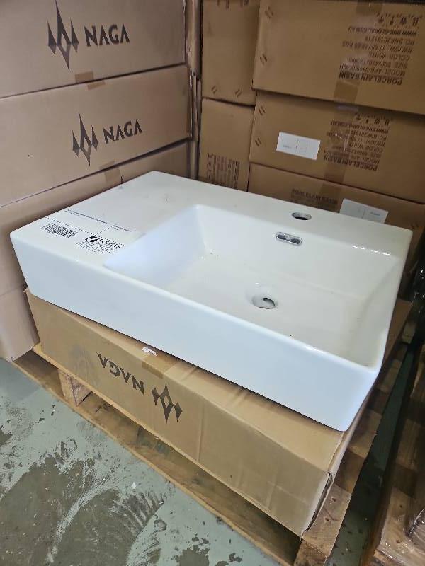 NEW CERAMIC ABOVE COUNTER VANITY BASIN APB-04600R-WH