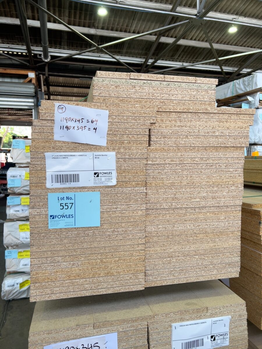 1190X345 RAW PARTICLEBOARD X 64 SHEETS & 1190X395 X 4 SHEETS