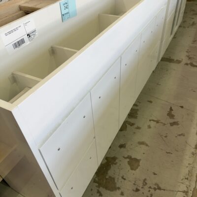 NEW 1500MM DOUBLE BOWL VANITY, GLOSS WHITE, CABINET ONLY, ROCKY CA12