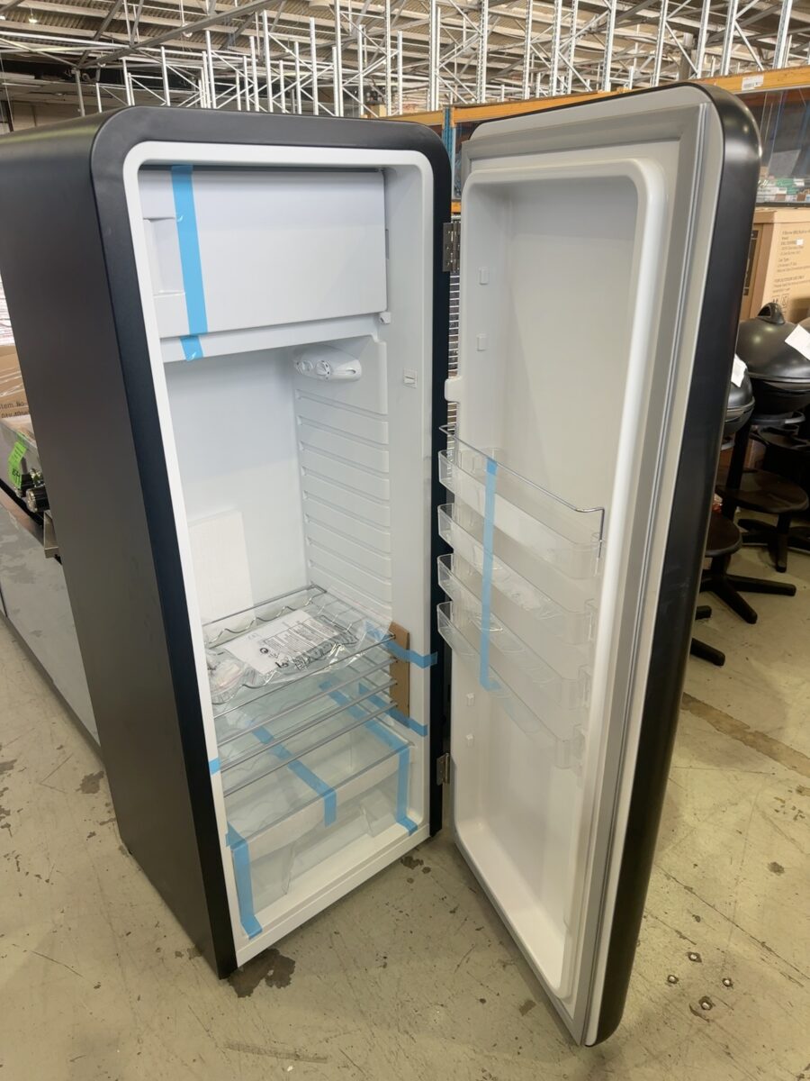 EX DISPLAY HCK 330LITRE BLACK RETRO FRIDGE, BC330RB RRP$699, 3 MONTH WARRANTY