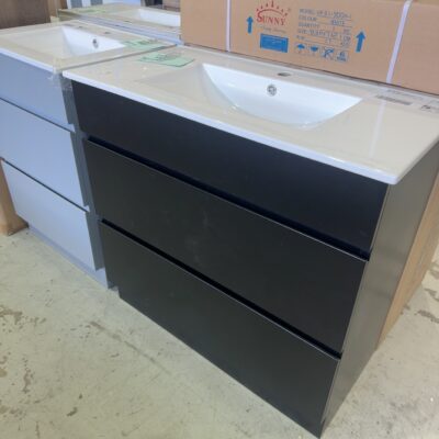 NEW 900MM MATTE BLACK VANITY WITH 2 DRAWERS, WITH CERAMIC TOP,  CORE-900WBMM-CM & UV31-900H-1TH