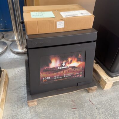 EX DISPLAY SCANDIA EDGE 50 WOOD FIRED HEATER, FRENCH PROVINCIAL DESIGN, HEATS UP TO 200M2, GLASS ON 3 SIDES, SCMRE50-21-0190