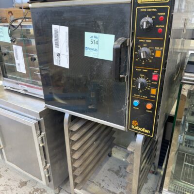 SECONDHAND CATERING EQUIPMENT - OVEN WITH RACK STAND, SOLD AS IS NO WARRANTY