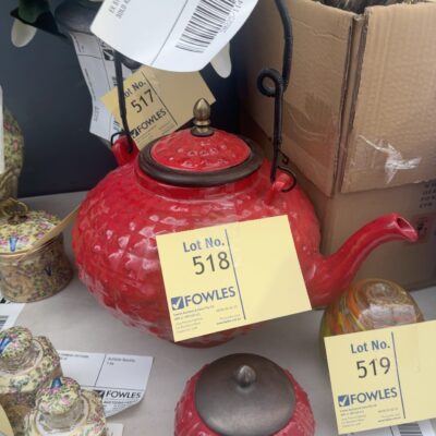 EX STAGING - LARGE RED CHINESE TEAPOT, SOLD AS IS