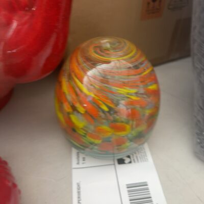 EX STAGING - BLOWN GLASS PAPERWEIGHT, SOLD AS IS