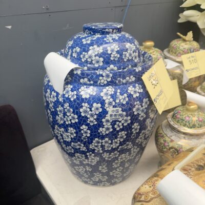 EX STAGING - XL CHINESE BLUE & WHITE GINGER JAR, SOLD AS IS