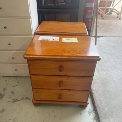 EX STAGING - TIMBER BEDSIDE, SOLD AS IS