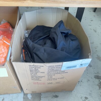 BOX OF ASSORTED WORKWEAR, SOLD AS IS