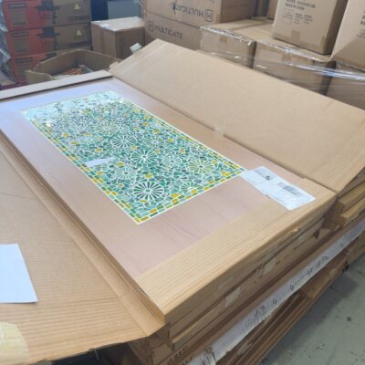 PALLET OF ASSORTED STAIN GLASS TABLE TOPS, SOLD AS IS