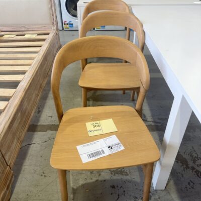 EX DISPLAY TEMPO NATURAL OAK DINING CHAIR, TIMBER SEAT, SOLD AS IS