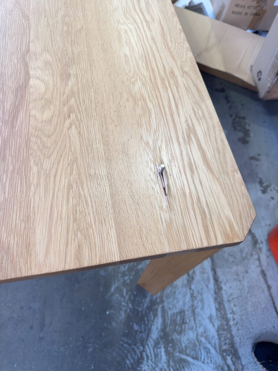 EX DISPLAY AKSEL AMERICAN OAK DINING TABLE, 2400MM, SOLD AS IS **DAMAGED TOP, SOLD AS IS**