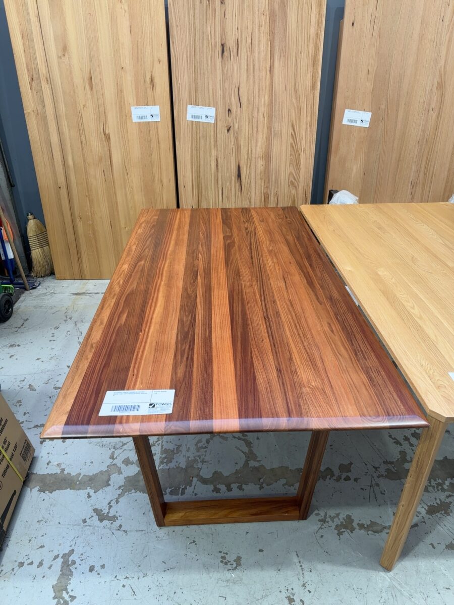 EX DISPLAY HOBART 2000MM BLACKWOOD DINING TABLE WITH BEVELLED EDGE, SOLD AS IS