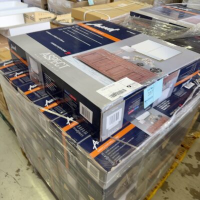 PALLET OF ASPECT 900MM OAK LAMINATE SHAVING CABINETS, WITH OPEN SHELF