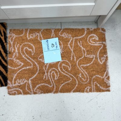 NEW 600MM X 400MM DOOR MAT - NATURAL WHITE FLAMINGO PRINT