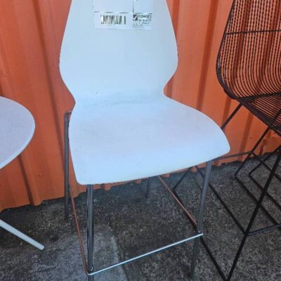 EX STAGING WHITE AND CHROME BARSTOOL SOLD AS IS