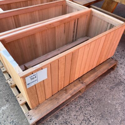 NEW TASMANIAN OAK PLANTER BOXES ON WHEELS, SOLD AS IS