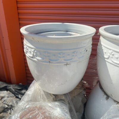 NEW WHITE STUDDED SET OF 4 PLANT POTS