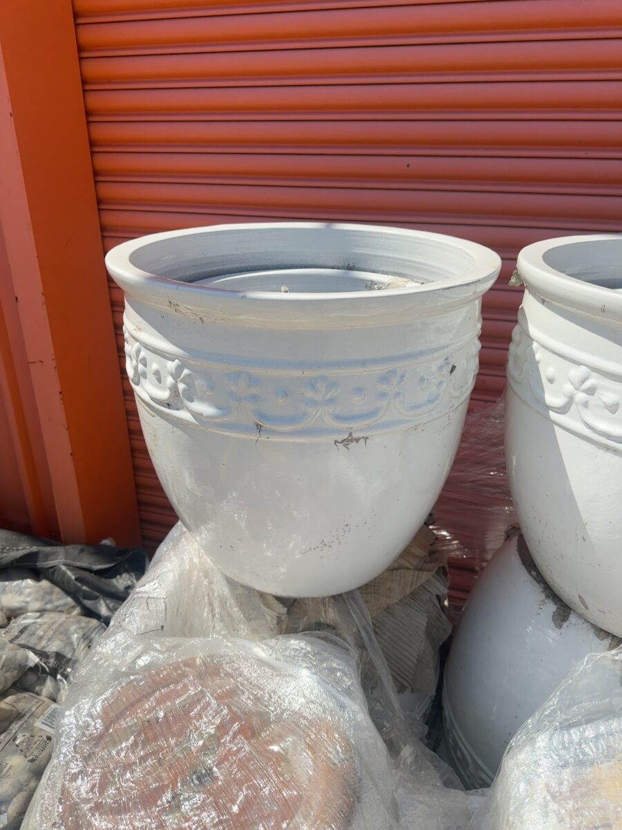 NEW WHITE STUDDED SET OF 4 PLANT POTS