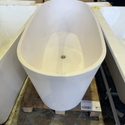 EX DISPLAY MATTE WHITE STONE 1570MM FREESTANDING BATH, DEEP SOAKER RRP$3990, RS01-SOLAYA **SOLD AS IS**