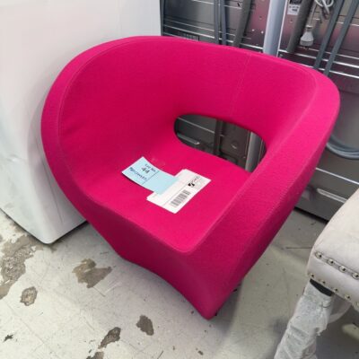 EX HIRE PINK FELT CHAIR, SOLD AS IS