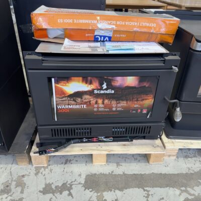 EX DISPLAY SCANDIA WARMBRITE 300I INBUILT WOOD HEATER, HEATS UP TO 280M2, ZERO CLEARANCE OPTION NO FASCIA, SCWB300I3-19-0151