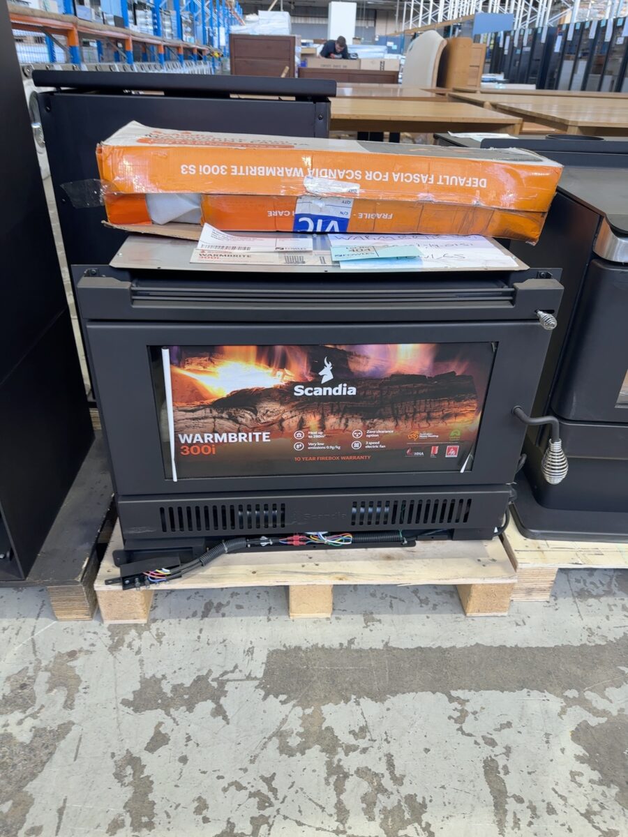 EX DISPLAY SCANDIA WARMBRITE 300I INBUILT WOOD HEATER, HEATS UP TO 280M2, ZERO CLEARANCE OPTION NO FASCIA, SCWB300I3-19-0151