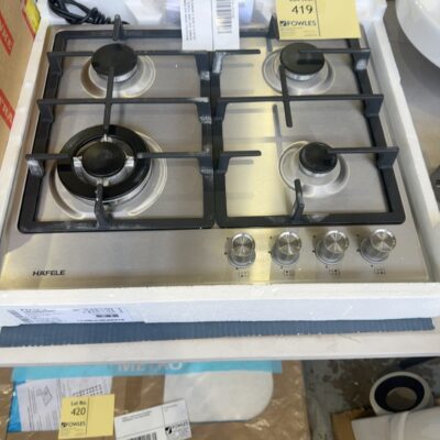 NEW HAFELE 600MM GAS COOKTOP WITH WOK BURNER, CAST IRON TRIVETS, MODEL 539.40.0110 WITH 12 MONTH WARRANTY