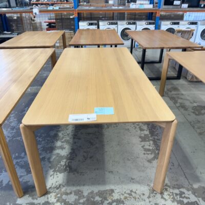 EX DISPLAY ARIES NATURAL OAK 2400MM DINING TABLE, SOLD AS IS