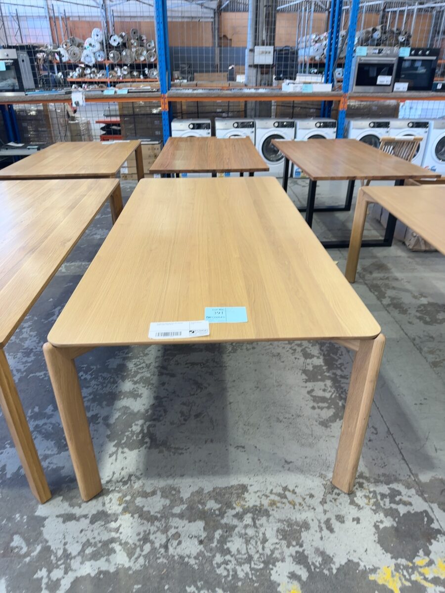 EX DISPLAY ARIES NATURAL OAK 2400MM DINING TABLE, SOLD AS IS