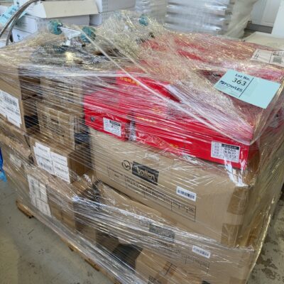 PALLET OF ASSORTED RETAIL STORE ITEMS, SHOES, SKATEBOARDS ETC SOLD AS IS